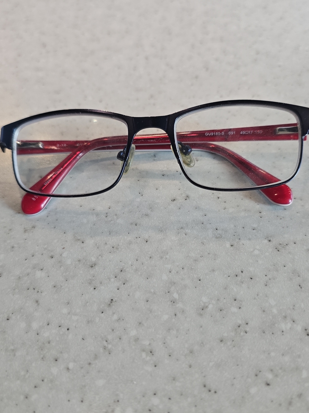 Guess GU9180-3 Eyeglass Frames Black Red 49-17-130 Rectangular Frames Only - Picture 1 of 6